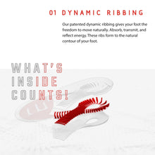 Load image into Gallery viewer, Aline Red All Day Insoles dynamic ribbing.