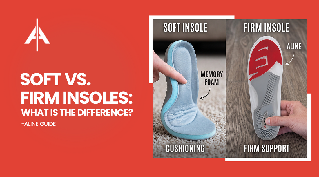 Soft vs. firm insoles comparison showing cushioning and arch support