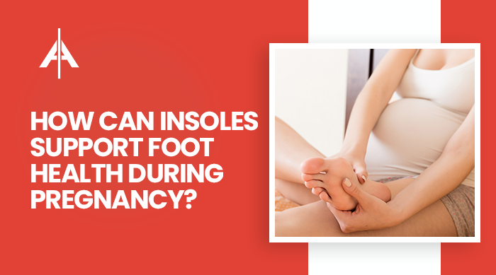 How can insoles support foot health during pregnancy. Pregnant woman sitting on a chair.