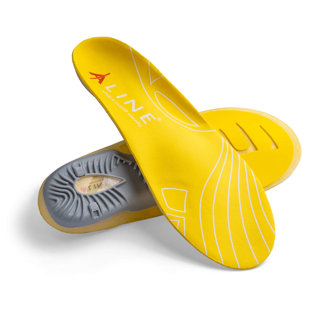 ALINE Cushion Insoles crossed over each other in an ‘X’ pattern. 