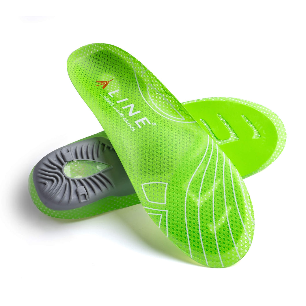 ALINE Traction Insoles crossed over each other in an ‘X’ pattern. 